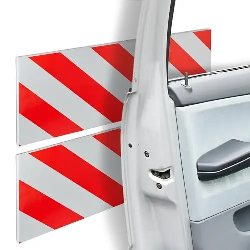 Produktbild: Relaxdays Garagen Wandschutz 2er Set, selbstklebend, 20x50 cm, Garagentürschutz, Rammschutz reflektierend, Eva, rot-weiß