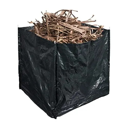 Produktbild: Relaxdays Gartenabfallsack, 1000 l, wasserdicht, faltbar, robustes PE-Gewebe, Grünabfallsack, Gartensack, dunkelgrün, 100 x 100 x 100 cm
