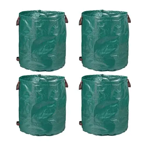 Produktbild: Relaxdays Gartenabfallsack 4er Set, 260 l, selbststehend, wasserdicht, faltbar, 3 Griffe, Gartensack, Laubsack, grün, 75 x 67 cm