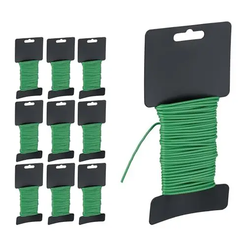 Produktbild: Relaxdays Gartendraht 10er Set, 10 m Länge, Ø 2,5 mm, ummantelter Gartendraht für Pflanzen, Garten Bindedraht, grün