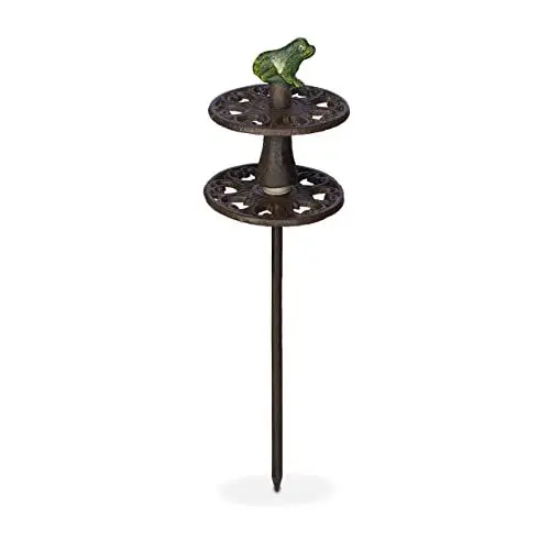 Produktbild: Relaxdays Gartenschlauch Führung, Frosch-Design, Gusseisen, Erdspieß, H x D: 33 x 10 cm, Schlauchumlenkrolle, braun/grün
