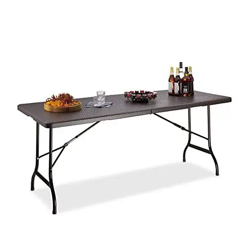Produktbild: Relaxdays Gartentisch klappbar BASTIAN, groß, Tragegriff, stabiler Campingtisch, H x B x T: 72 x 178 x 74 cm, braun