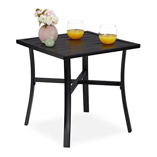 Produktbild: Relaxdays Gartentisch quadratisch für Garten, Outdoortisch Balkon & Terrasse, 4 Personen, Stahl, BxT: 46x46 cm, schwarz