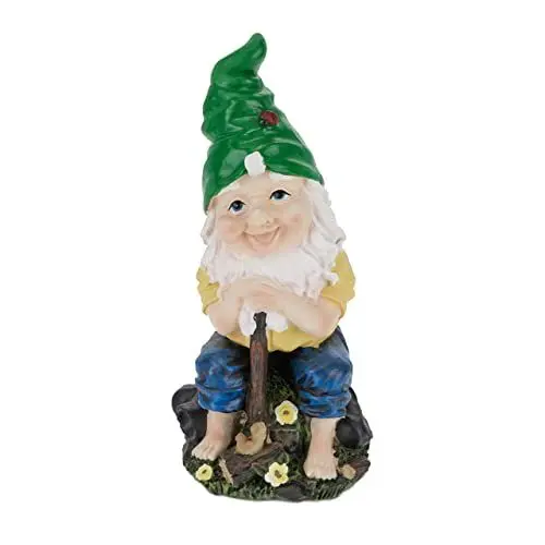 Produktbild: Relaxdays Gartenzwerg mit Axt, wetterfest, frostsicher, HxBxT: 25 x 11 x 12 cm, Gartenfigur Wichtel, Kunststein, bunt