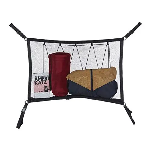 Produktbild: Relaxdays Gepäcknetz Autodach, 50 x 80 cm, Netztasche mit Reißverschluss, Kordelzug, Stauraum Auto, Dachnetz, schwarz