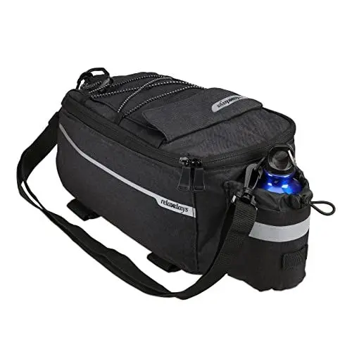 Produktbild: Relaxdays Gepäckträgertasche Fahrrad, isoliert, mit Flaschenhalter, wasserdicht, Fahrradtasche für Gepäckträger, schwarz, 1 Stück