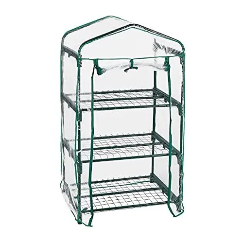 Produktbild: Relaxdays Gewächshaus Balkon, Metall & Kunststoff, HxBxT: 126 x 69 x 49 cm, kleines Foliengewächshaus, grün/transparent