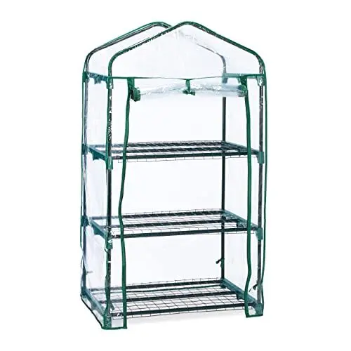 Produktbild: Relaxdays Gewächshaus Balkon, Stahl & PVC-Folie, HxBxT: 127 x 69 x 49 cm, kleines Foliengewächshaus, grün/transparent
