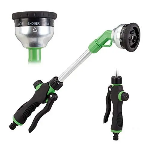 Produktbild: Relaxdays Gießstab Premium, Gartenbrause 1/2 Zoll, 9 Sprühfunktionen, einhändige Bedienung, 44 cm lang, grün-schwarz