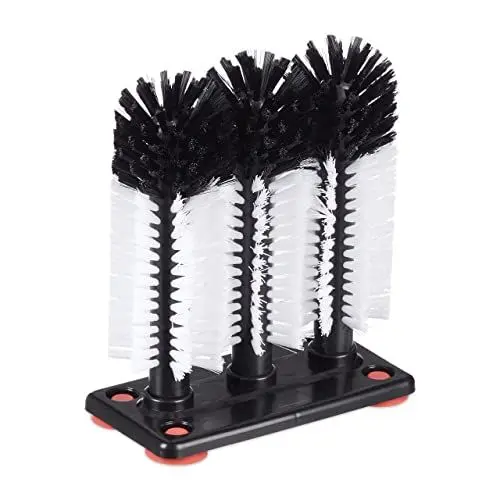 Produktbild: Relaxdays Gläserspülbürste mit Saugnäpfen, Gastronomie, Spülbürste für Gläser, HxBxT: 22 x 18,5 x 10 cm, schwarz/weiß