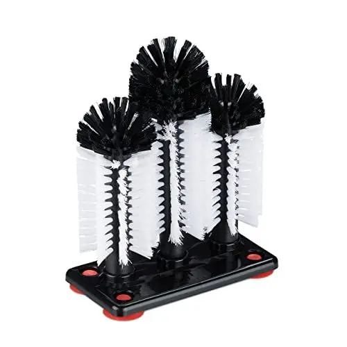 Produktbild: Relaxdays Gläserspülbürste mit Saugnapf, Gastronomie, Partys & Bar, Gläserbürste, HBT: 22 x 18,5 x 9,5 cm, weiß/schwarz