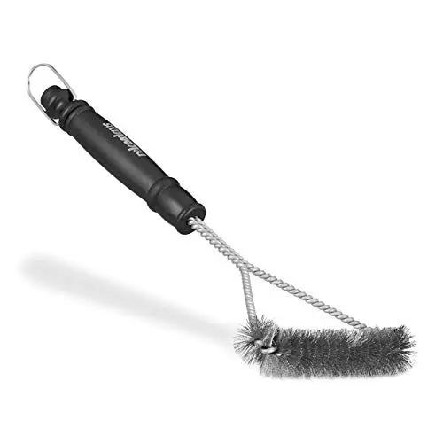 Produktbild: Relaxdays Grillbürste dreieckig, Grill Reinigungsbürste, Drahtbürste Grill, Grillzubehör, Edelstahl, 30 cm lang, schwarz