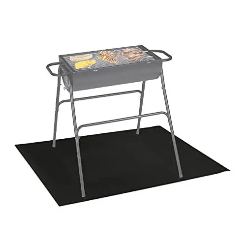 Produktbild: Relaxdays Grillmatte Boden, Bodenschutzmatte Gas- & Holzkohlegrill, Grillteppich Balkon & Terrasse, 90 x 120 cm, schwarz