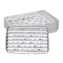 Produktbild: Relaxdays Grillschale Alu, 25er Set, BxT: 34 x 22 cm, Aluminiumschale mit Löchern, bis 260°C, Grill & Backofen, Silber