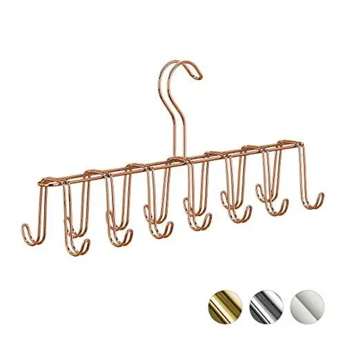 Produktbild: Relaxdays Gürtelhalter, Krawattenhalter aus Metall, platzsparend, 14 Haken, Krawatten & Gürtel, Kleiderschrank, kupfer, 17,00 x 36,00 x 9,50cm
