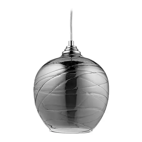Produktbild: Relaxdays Hängelampe Glas, Pendelleuchte mit Glasschirm, HxD: 130 x 22 cm, E27, modern, Schlaf- & Wohnzimmer, schwarz