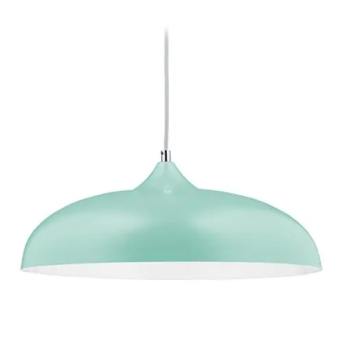Produktbild: Relaxdays Hängelampe, HxD: 123 x 44,5 cm, Retro Design, pastellfarbener Lampenschirm, Esstischlampe, E27 Fassung, grün