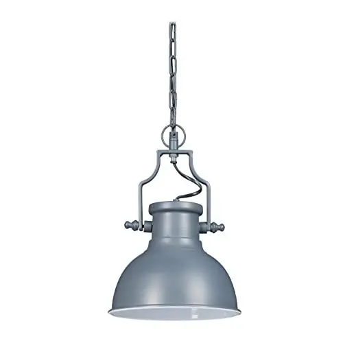 Produktbild: Relaxdays Hängelampe Industrial Style, Retro-Shabby Look, Deko für Esszimmer, E27, Pendelleuchte Ø 21 cm, Grau-Grün, Anthrazit
