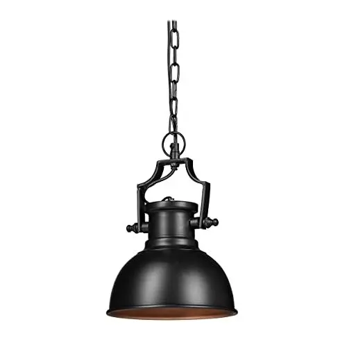 Produktbild: Relaxdays Hängelampe Industrial Style, Retro-Shabby Look, Deko für Esszimmer, LED für E27, Pendelleuchte Ø 21cm, Schwarz