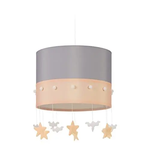 Produktbild: Relaxdays Hängelampe Kinderzimmer, Himmel-Motiv, HD: 160x35 cm, Pendelleuchte mit hängenden Sternen & Wolken, beige/grau