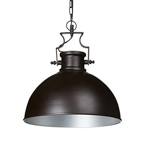 Produktbild: Relaxdays Hängeleuchte Industrie matt HBT ca. 146 x 40,5 x 40,5 cm Hängelampe mit großem glockenförmigen Lampenschirm im Industriestil Pendelleuchte aus Metall Pendellampe E27 bis 40W, dunkelbraun