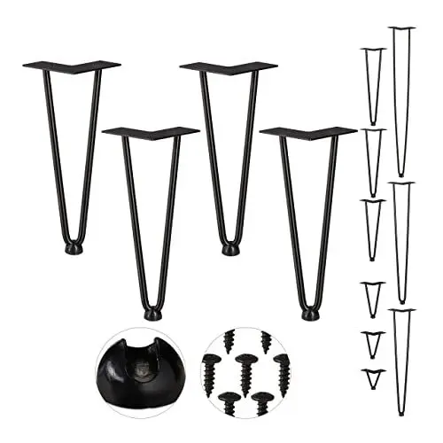 Produktbild: Relaxdays Hairpin Legs, 4er Set, 2 Streben, Metall, Haarnadel Tischbein für Hocker, Tisch & Schrank, 30 cm hoch, schwarz