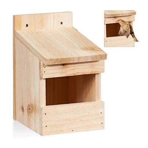 Produktbild: Relaxdays Halbhöhle Nistkasten, Vogelkasten zum Aufhängen, unbehandeltes Holz, Amsel, Flugloch, 20 x 12 x 15,5 cm, natur
