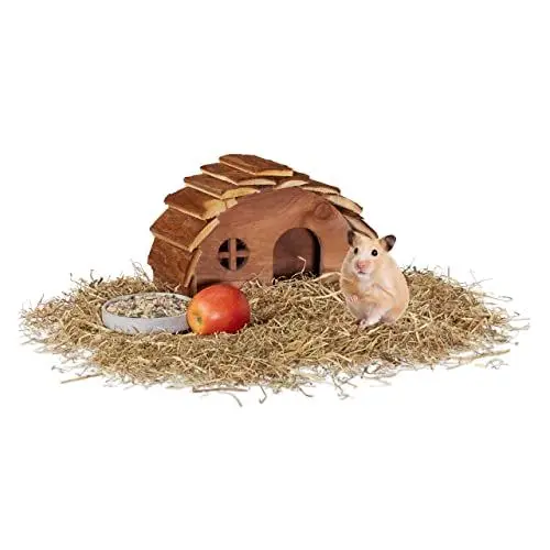 Produktbild: Relaxdays Hamsterhaus aus Holz, mit Boden, Nagerhaus Goldhamster, Maus, Zubehör Hamsterkäfig, HBT 17 x 25 x 15 cm, natur