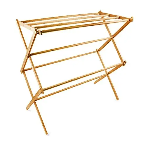 Produktbild: Relaxdays Handtuchhalter Bambus faltbar HBT 73 x 74 x 36 cm klappbarer Handtuchständer aus Holz mit 8 Handtuchstangen als platzsparender Wäscheständer, Herrendiener oder Handtuchtrockner, natur