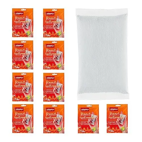Produktbild: Relaxdays Handwärmer, 10 Paar, luftaktiviert, 10h Wärme, Handschuh- & Taschenwärmer Einweg, Wärmepads für Hände, weiß