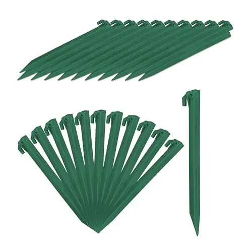 Produktbild: Relaxdays Heringe, 32er Set, leichte Zeltheringe, weiche & sandige Böden, 31 cm lang, Kunststoff, Bodenanker, grün