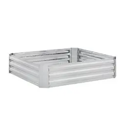 Produktbild: Relaxdays Hochbeet, verzinktes Metall, für Blumen, Pflanzen & Gemüse, HxBxT: 30x120x90 cm, eckiges Pflanzenbeet, Silber