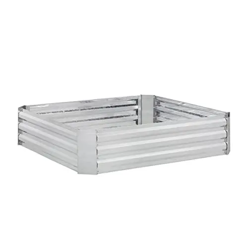 Produktbild: Relaxdays Hochbeet, verzinktes Metall, für Blumen, Pflanzen & Gemüse, HxBxT: 30x120x90 cm, eckiges Pflanzenbeet, Silber