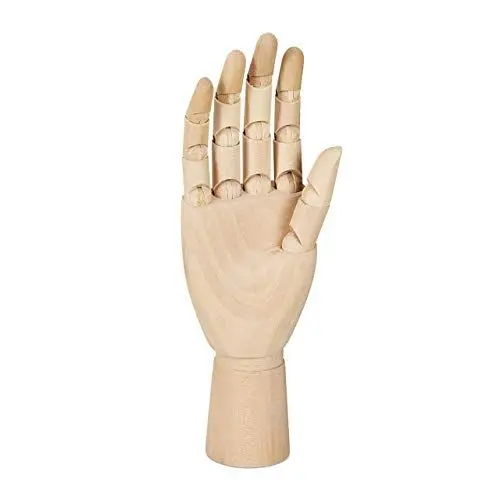 Produktbild: Relaxdays Holzhand, rechte Hand HBT: 25 x 8 x 5 cm, bewegliche Finger, realistisch Zeichnen, Malhilfe, Modellhand, natur