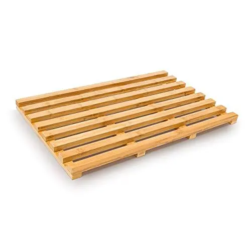 Produktbild: Relaxdays Holzvorleger aus Bambus (TBH 36,5 x 56,5 x 3) Badvorleger Holzrost Duschvorleger Badematte, Natur