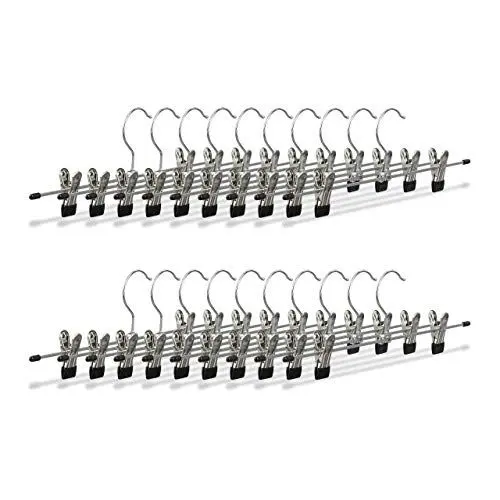 Produktbild: Relaxdays Hosenbügel Metall, 20er Set Rockbügel, Klemmbügel verstellbar, Kleiderbügel, HBT 9x35,5x2,5 cm, silber/schwarz