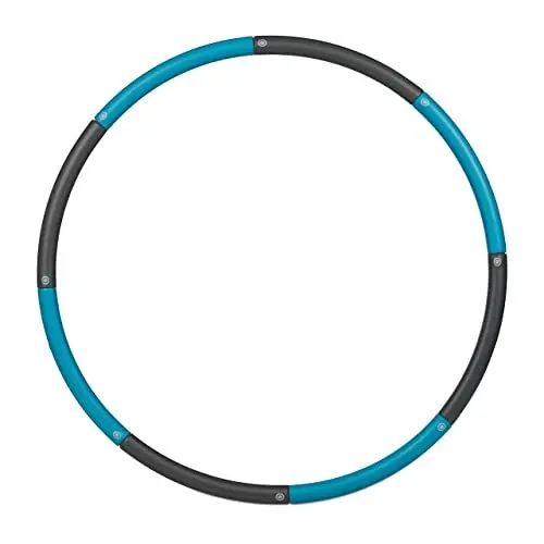 Produktbild: Relaxdays Hula Hoop Reifen, 90cm Ø, Fitnessreifen für Erwachsene, Abnehmen & Bauchtraining, zusammensteckbar, blau/grau