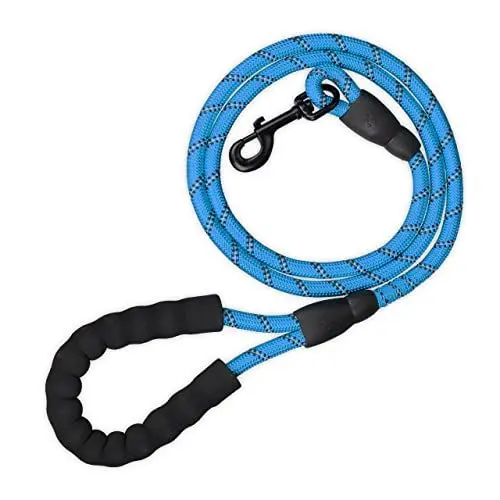 Produktbild: Relaxdays Hundeleine reflektierend, 150 cm, gepolsterte Schlaufe, Leine kleine & große Hunde, bis 50 kg, Nylon, blau
