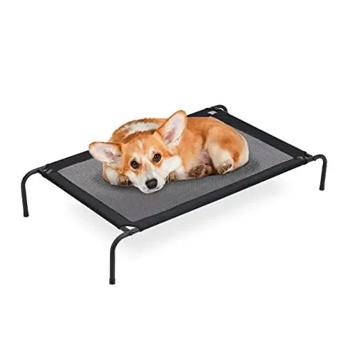 Produktbild: Relaxdays Hundeliege Outdoor, erhöhtes Hundebett bis 35 kg, HBT: 19x111x65 cm, Hunde Feldbett Garten & Camping, schwarz