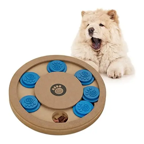 Produktbild: Relaxdays Intelligenzspielzeug für Hunde, Leckerli verstecken, interaktives Hundespielzeug Intelligenz, MDF, natur/blau, 1 Stück