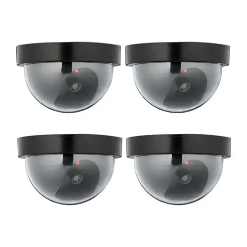 Produktbild: Relaxdays Kamera Attrappe, 4er Set, blinkende LED, innen & außen, batteriebetrieben, Überwachungskamera Dummy, schwarz