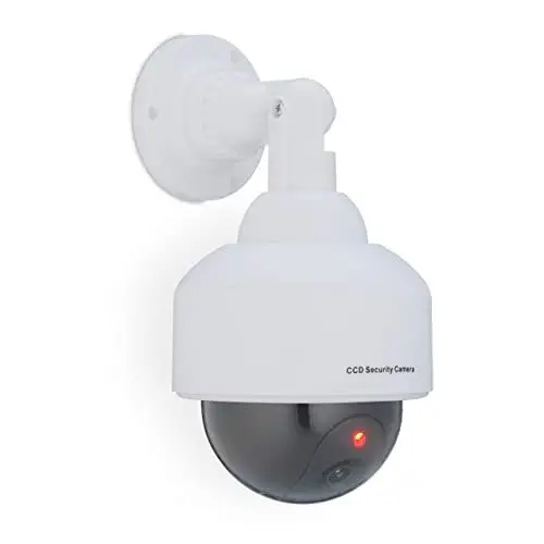 Produktbild: Relaxdays Kamera Dummy, blinkendes LED-Licht, innen & außen, Einbrecher Abschreckung, Überwachungskamera Attrappe, weiß, 1 Stück