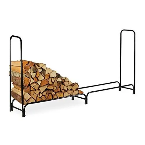 Produktbild: Relaxdays Kaminholzregal, extra breit, für großen Holzvorrat, Kaminholzständer, Metall, HxBxT 122 x 245 x 40 cm, schwarz
