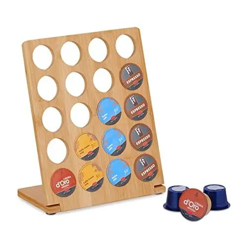 Produktbild: Relaxdays Kapselhalter für Cafissimo, Kaffeekapselhalter für 20 Kapseln, Kapselständer Bambus, HxBxT: 27x22x11 cm, Natur