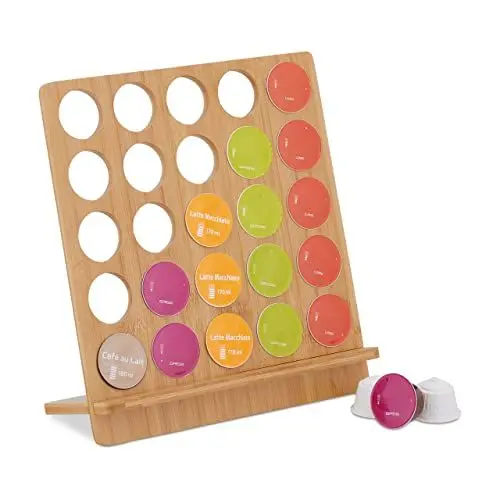 Produktbild: Relaxdays Kapselhalter für Dolce Gusto, Kaffeekapselhalter für 25 Kapseln, Kapselständer Bambus, HBT: 34x32x14 cm, Natur