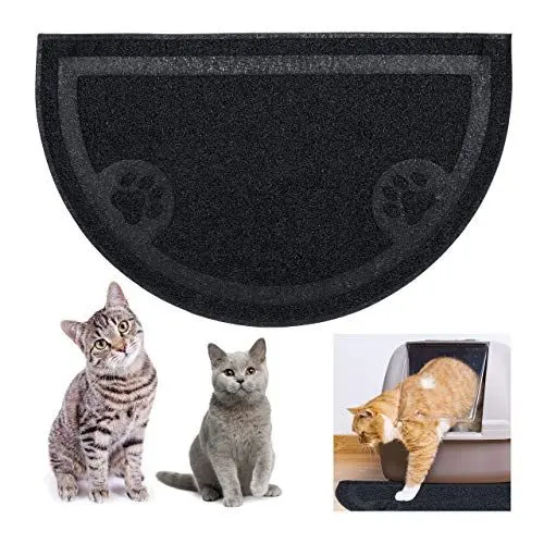 Produktbild: Relaxdays Katzenklo Matte, hygienische Katzenstreumatte, Napfunterlage, für Hunde & Katzen Fressnapf, rutschfest, wasserdicht, PVC Futtermatte, 40x59 cm, schwarz
