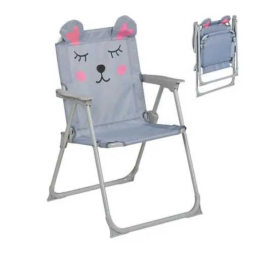Produktbild: Relaxdays Kinder Klappstuhl, Campingstuhl mit Maus-Motiv, HBT: 51,5x36x37,5 cm, Picknickstuhl outdoor, Faltstuhl, bunt