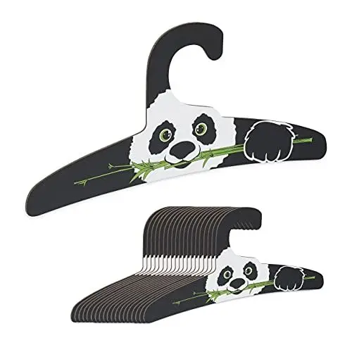 Produktbild: Relaxdays Kinderkleiderbügel, 20er Set, Panda Design, Mädchen & Jungen, schmale Kinderbügel, recycelter Karton, schwarz, 16 x 33 x 0.3 cm