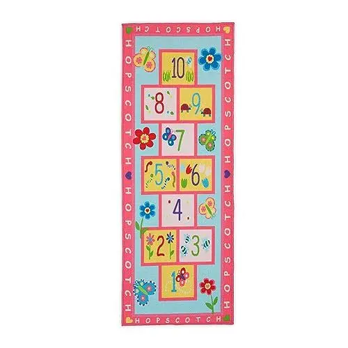 Produktbild: Relaxdays Kinderteppich, Spielteppich mit Hüpfspiel, 179 x 67 cm, Hüpfteppich fürs Kinderzimmer, Himmel und Hölle, bunt