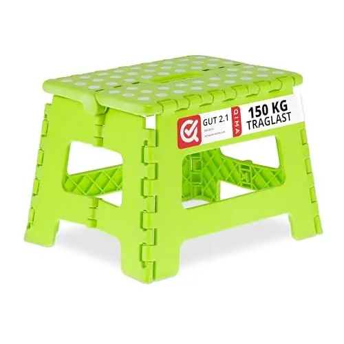 Produktbild: Relaxdays Klapphocker faltbar, Camping Hocker, Kinder Badhocker, bis 150 kg, Kunststoff, HxBxT: 22 x 35 x 28 cm, grün